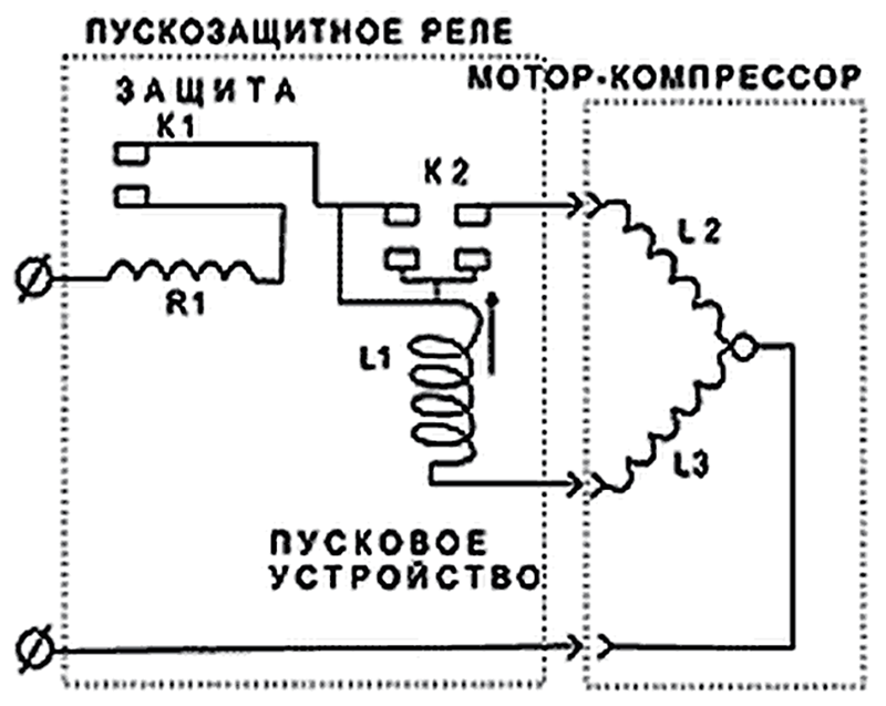 Пусковое реле p1 для холодильника схема подключения Схема подключения электродвигателя компрессора: найдено 77 картинок