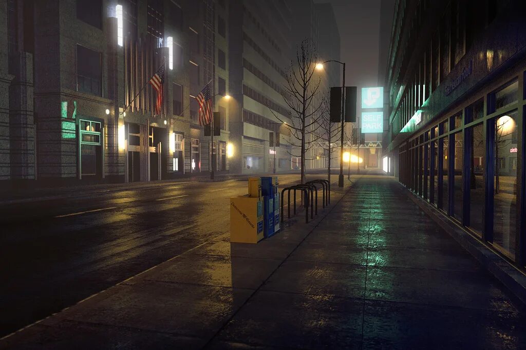 Пустая улица фото Street at night - Finished Projects - Blender Artists Community