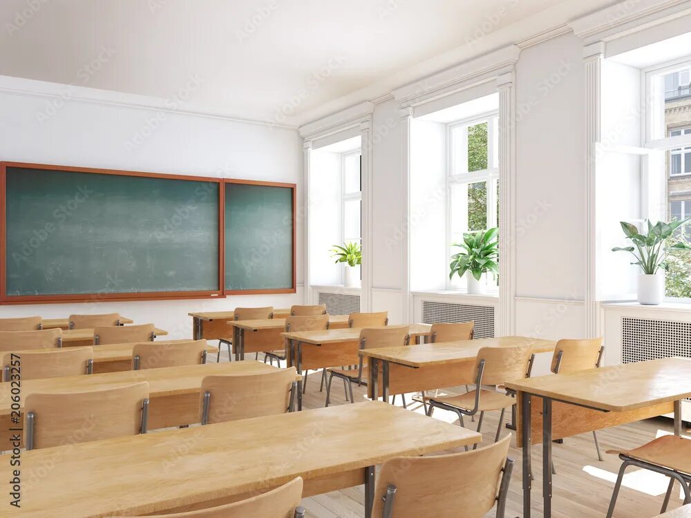 Пустой класс в школе фото empty school classroom. 3d rendering Stock Illustration Adobe Stock