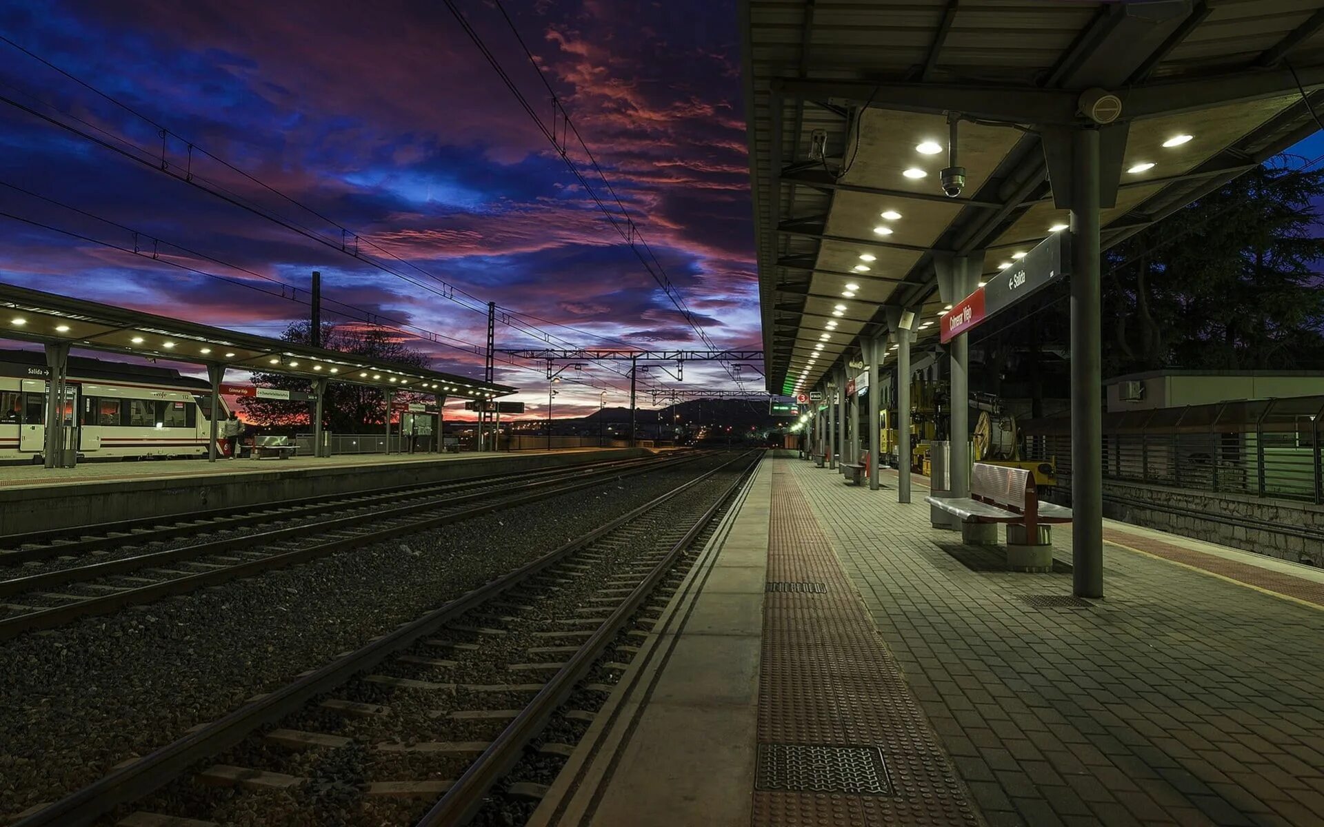 Пустой вокзал фото Train Station at Night Train station, Railroad tracks, Train wallpaper