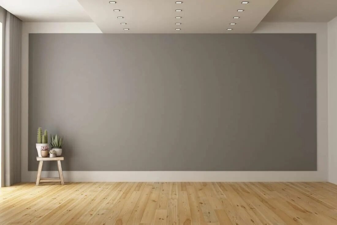 Пустые комнаты для дизайна интерьера What Color Floors Go With Gray Walls? Grey walls, Empty rooms interior, Living r