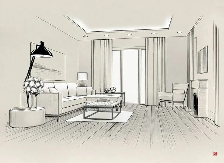 Путь дизайнера интерьера Andrii Bondarenko on Instagram: "Living room sketch #archinterior #arch_gra. Dra