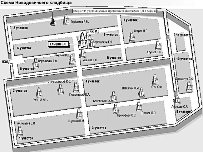 Путеводитель по ваганьковскому кладбищу схема расположения На каком участке троекуровского кладбища