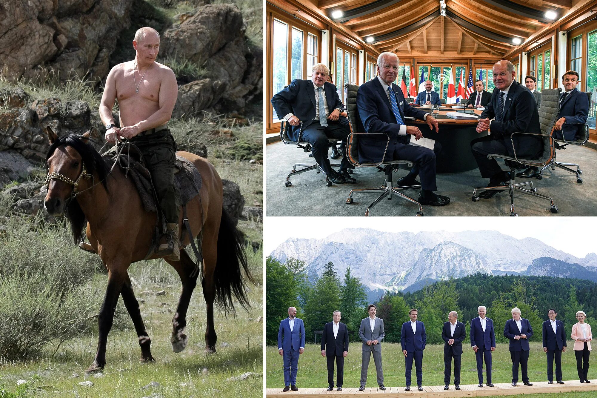 Путин на лошади без рубашки фото G7 leaders mock Vladimir Putin over shirtless horse-riding pic