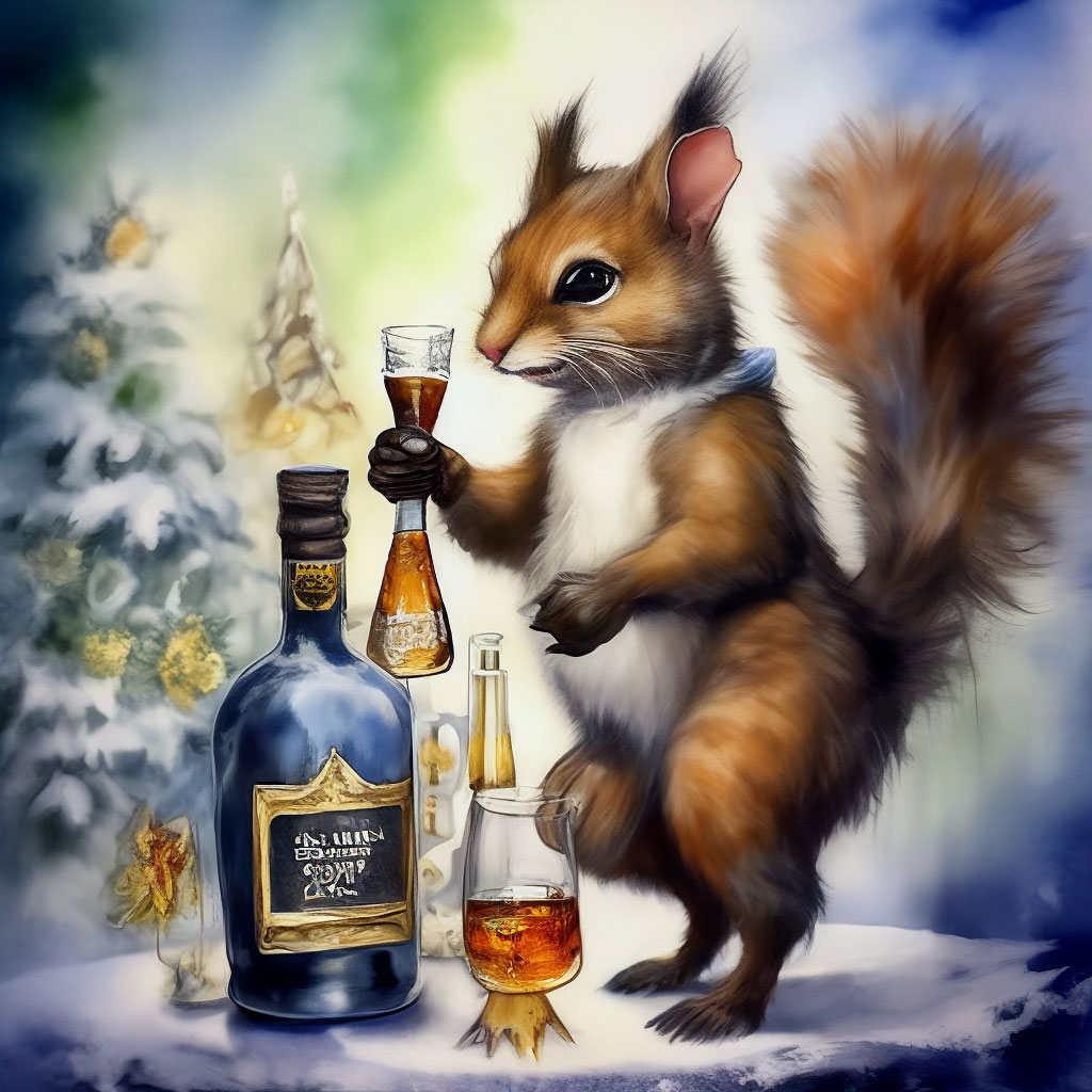 Пьяная белка ул мира 6 фото "Drunk squirrel and a Christmas tree,." - image created in Shedevrum