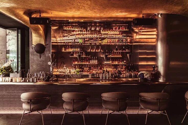 Пьяно бар фото copper finishes adorn inns whiskey bar by wooton designers in chengdu, china Whi