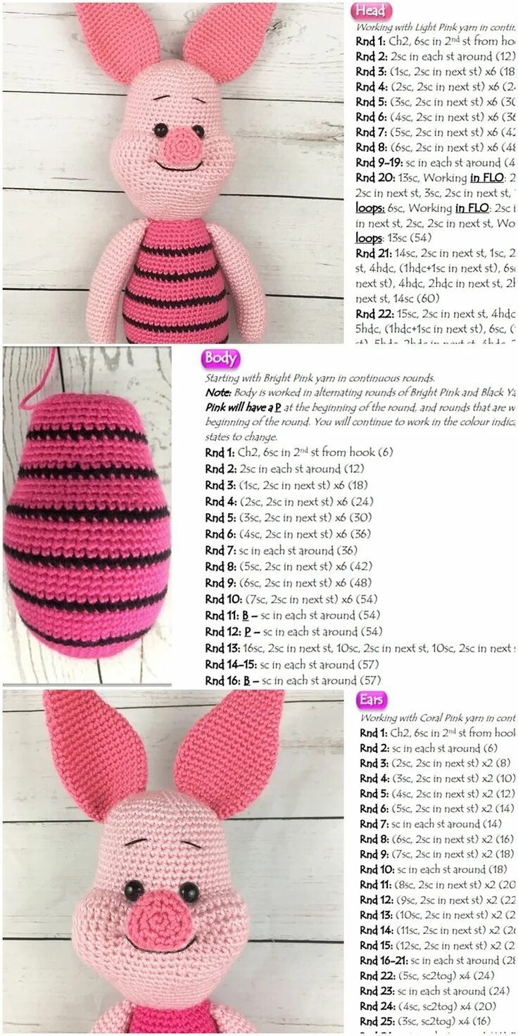 Пятачок амигуруми крючком схемы и описание Amigurumi Piglet Free Crochet Pattern, #Amigurumi #amigurumifreepatterns #amigur