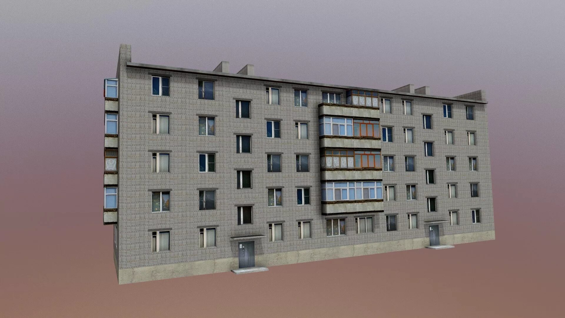 Пятиэтажное здание фото Brick tenement type 1-447C-36 - 3D model by prilukskiy 19fb5bf - Sketchfab