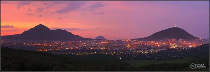 Пятигорск свежие фото The Caucasus. Night view of the city of Pyatigorsk, mount Beshtau (left), Snake 