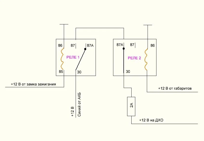 Пятиконтактное реле 12в для дхо схема подключения Установка ДХО на 2109 - DRIVE2