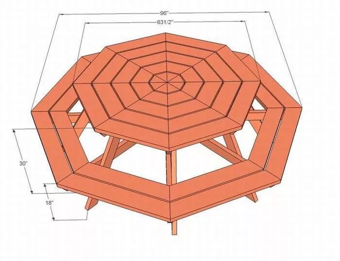 Пятиугольная беседка своими руками Стол со скамейкой своими руками чертежи Octagon picnic table plans, Picnic table