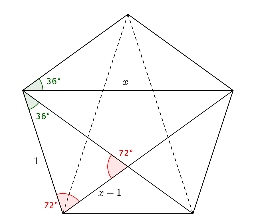 Пятиугольник фото 5 класс математика geometry - Use the symmetry of the regular pentagon to find similar triangles im