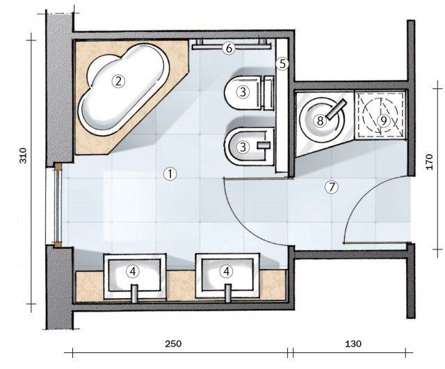 Пятиугольный санузел планировка фото Bagno: un progetto per renderlo più grande e ricavare l'antibagno Дизайн, Ванная