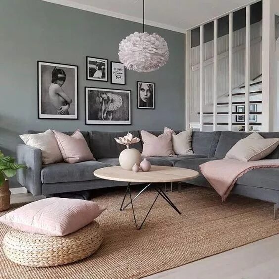 Пыльно розовый цвет в интерьере сочетание How To Decorate A Grey and Blush Pink Living Room Decoholic Pinterest address wh