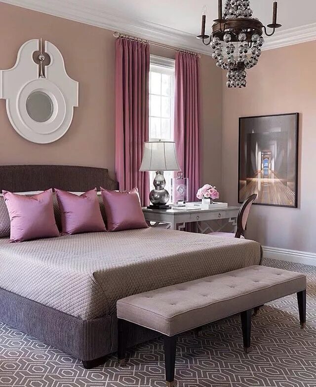 Пыльно розовый цвет в интерьере сочетание Bedroom Purple bedrooms, Feature wall bedroom, Interior design