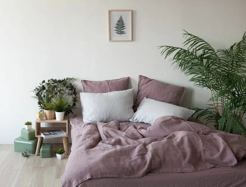 Пыльно розовый цвет в интерьере спальни Linen Duvet Cover in Dusty Rose pink / Stonewashed Linen Etsy Bed linen design, 