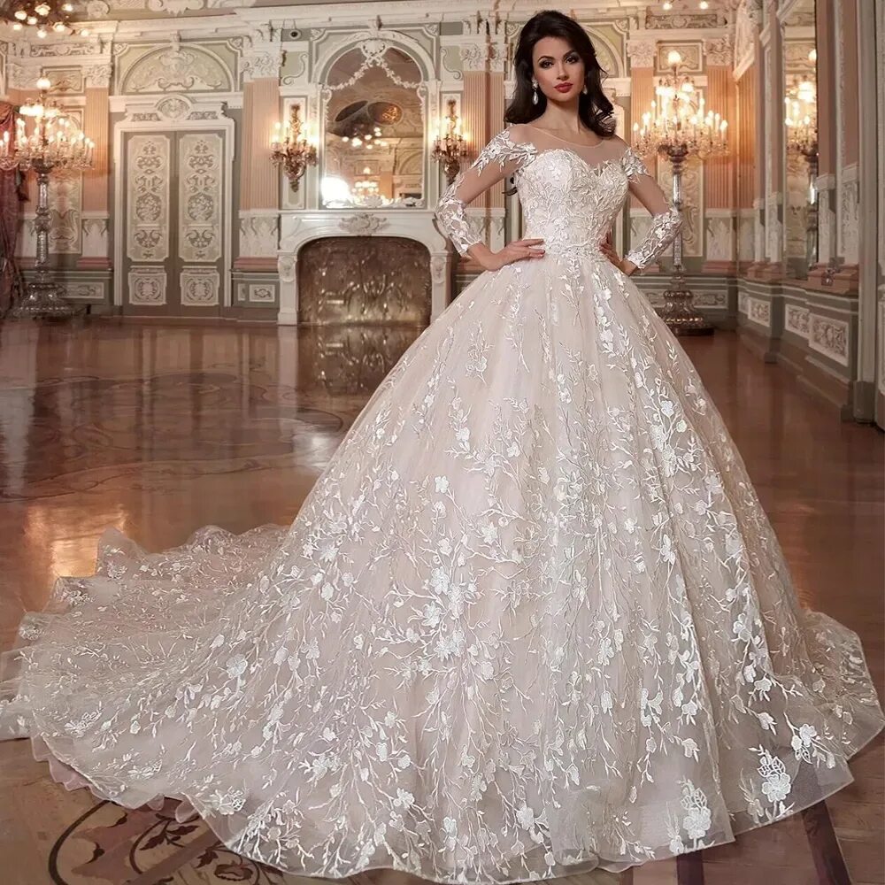 Пышное свадебное платье фото Robe De Mariee Princesse De Luxe Parlak Boncuk Kristal Bel Lüks Dantel Balo Elbi