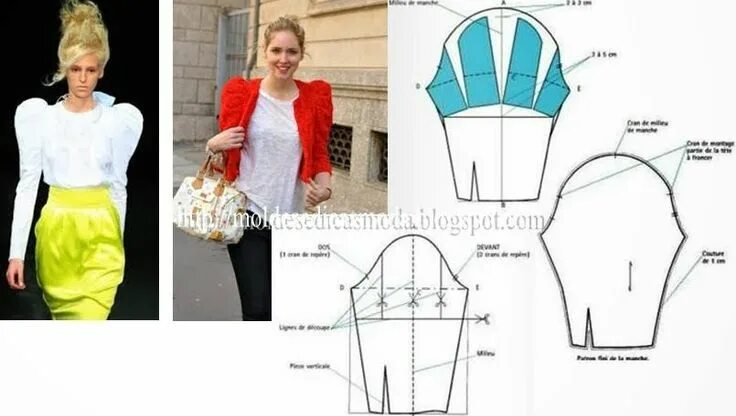 Пышные рукава фонарики выкройка DETALHES DE MODELAÇÃO-3 Moldes Dicas Moda Fashion sewing pattern, Dress sewing p