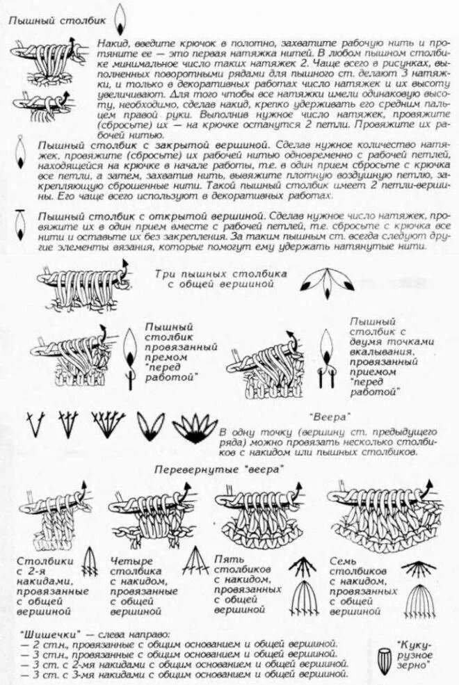 Пышный столбик крючком как вязать схема Картинки СХЕМА ПЫШНОГО СТОЛБИКА