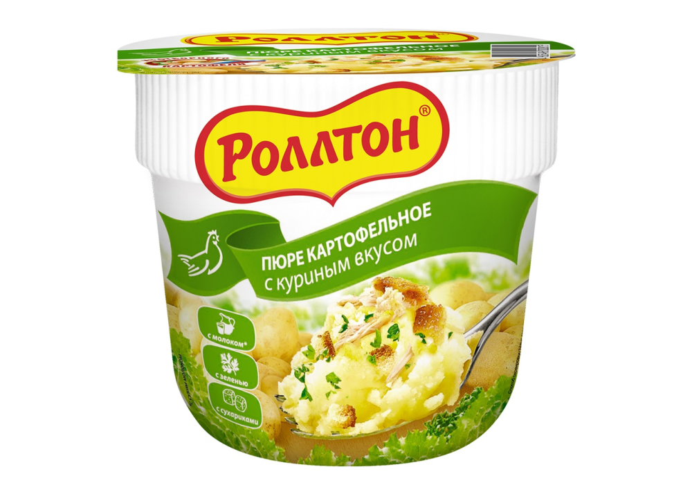 Пюре быстрого приготовления фото Пюре Роллтон картофельное со вкусом курицы 40г купить недорого с доставкой на до