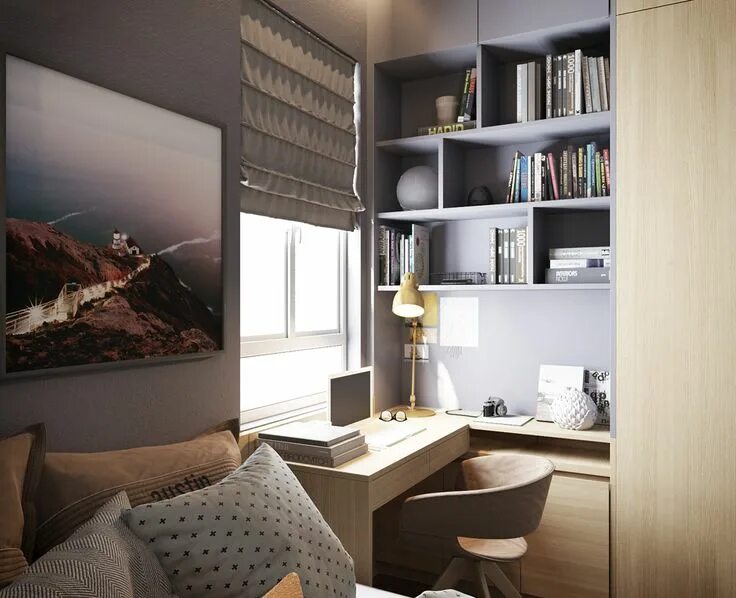 Рабочая комната спальня дизайн Grey Bedrooms: Ideas To Rock A Great Grey Theme Chambre grise, Décoration bureau