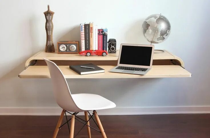 Рабочие столы в стиле фото Minimal Wall Desk Rift Oak Стена стол, Расстановка мебели, Интерьер