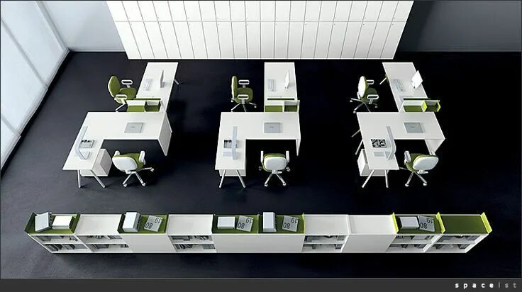 Рабочий дизайн проект spaceist-kompany-white-corner-office-desk-layout #spaceistkompanywhitecorneroffi