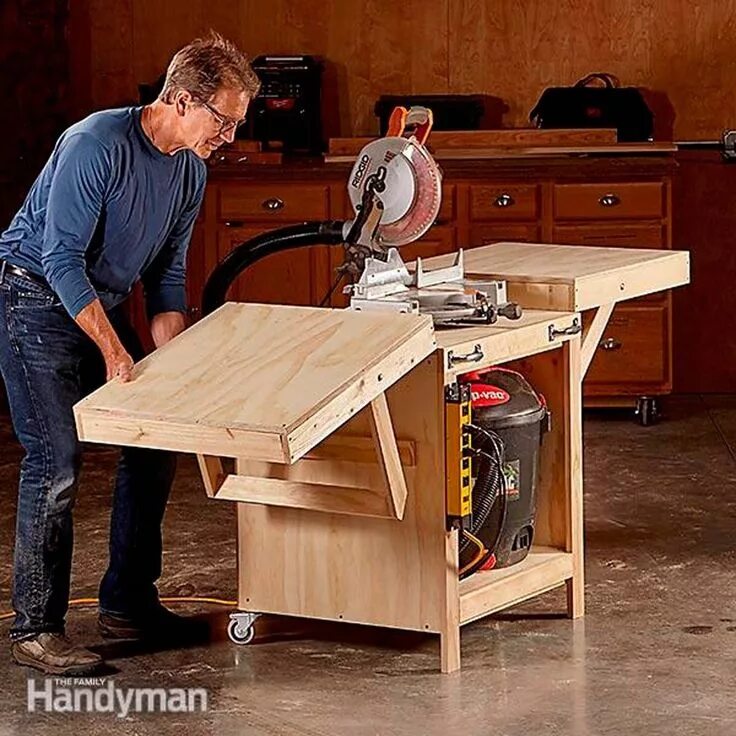 Рабочий самоделки Convertible Miter Saw Station Plans #SawTablePlans Garage work bench, Mobile wor