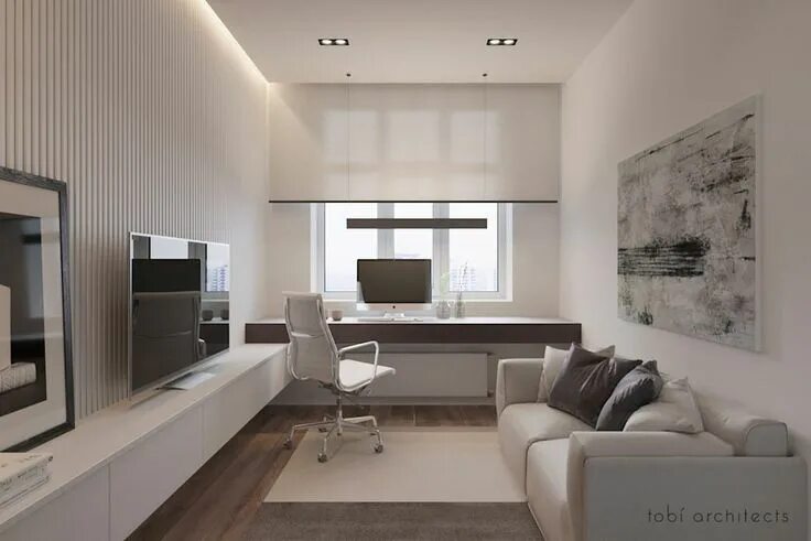 Рабочий стол в гостиной в интерьере Intelligence, tobi architects homify Modern home offices, Home office bedroom, G