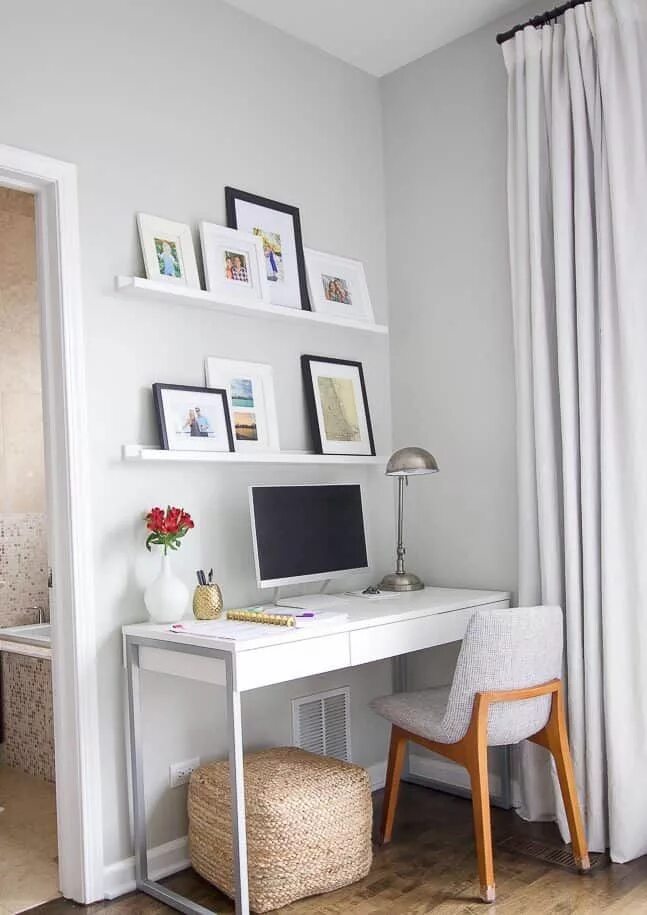 Рабочий стол в спальне дизайн Idea-6 (Awesome Small Bedroom Desk Ideas) Small bedroom desk, Home office design