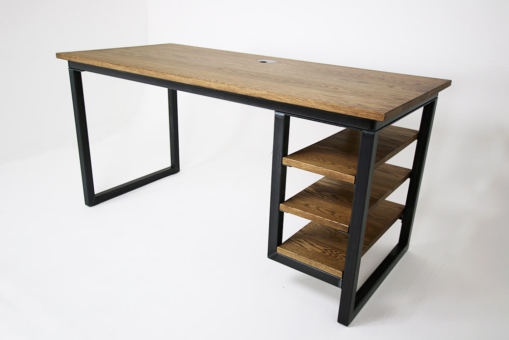 Рабочий стол в стиле лофт Industrial Office Desks - Russell Oak & Steel Wooden office desk, Rustic oak des