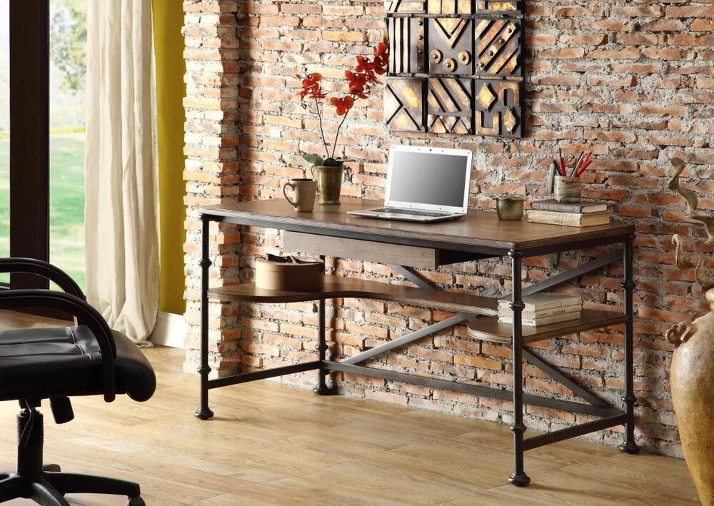 Рабочий стол в стиле лофт loft-American-retro-to-do-the-old-wood-desk-space-design-creativity-factory-dire