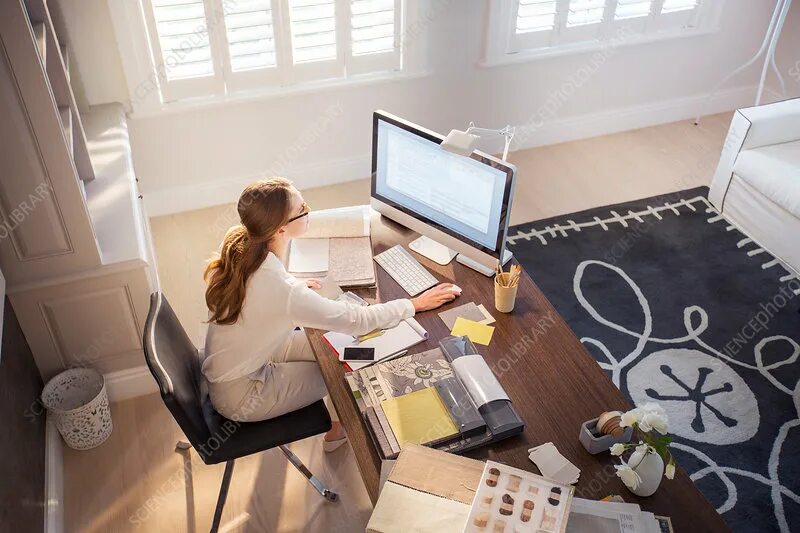 Работа дизайнера интерьера удаленно без опыта Interior designer working at computer - Stock Image - F016/0959 - Science Photo 