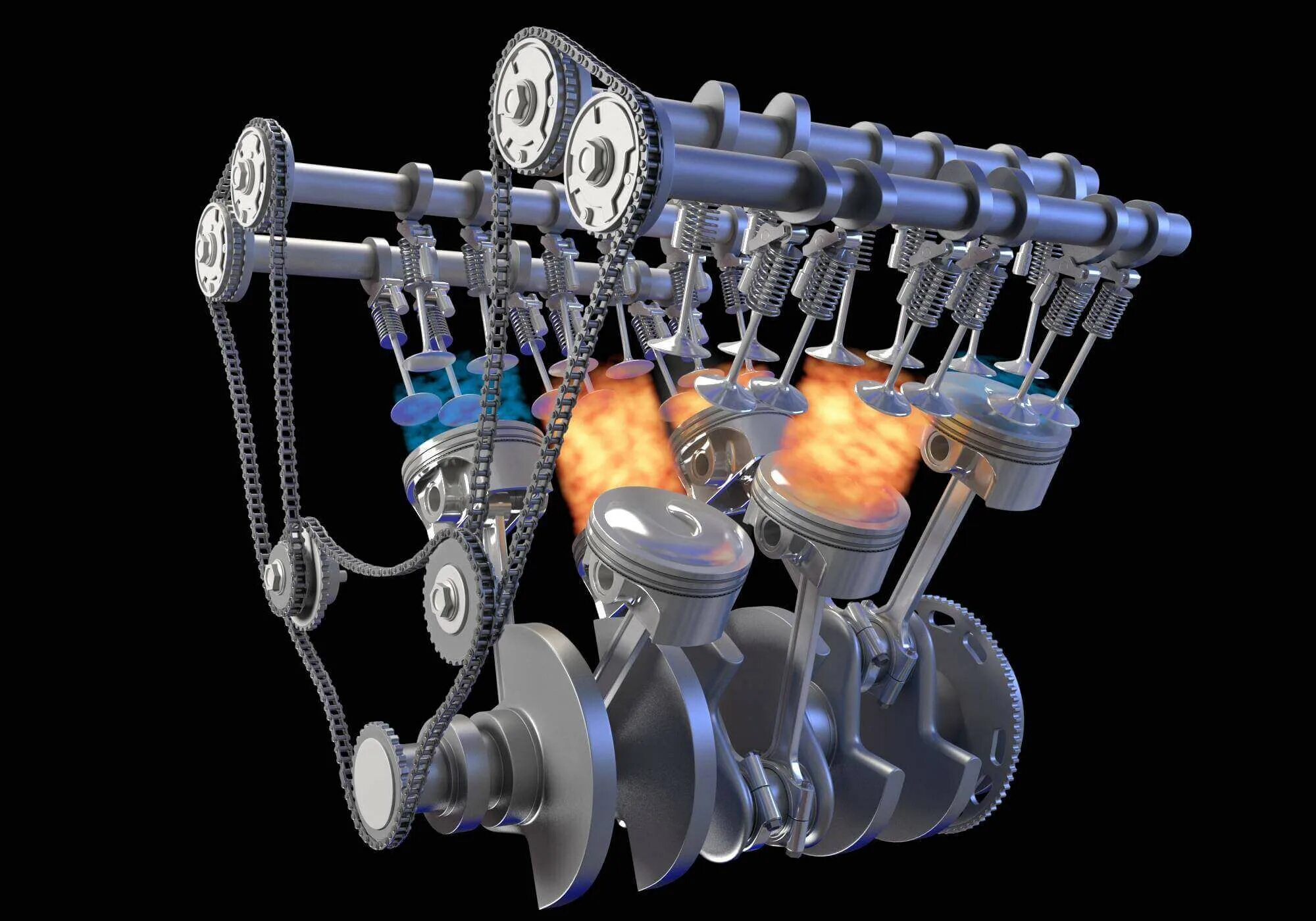 Работа двигателя фото V6 Engine with Gasoline Ignition - 3D Model by 3D Horse