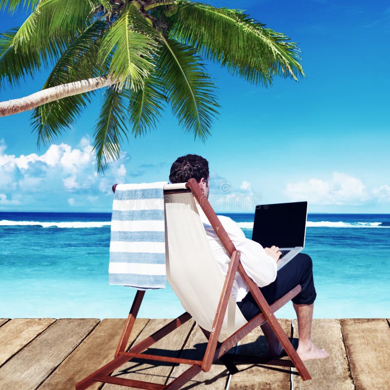 Работа летом фото Businessman Holiday Working Business Travel Beach Concept Stock Photo - Image of