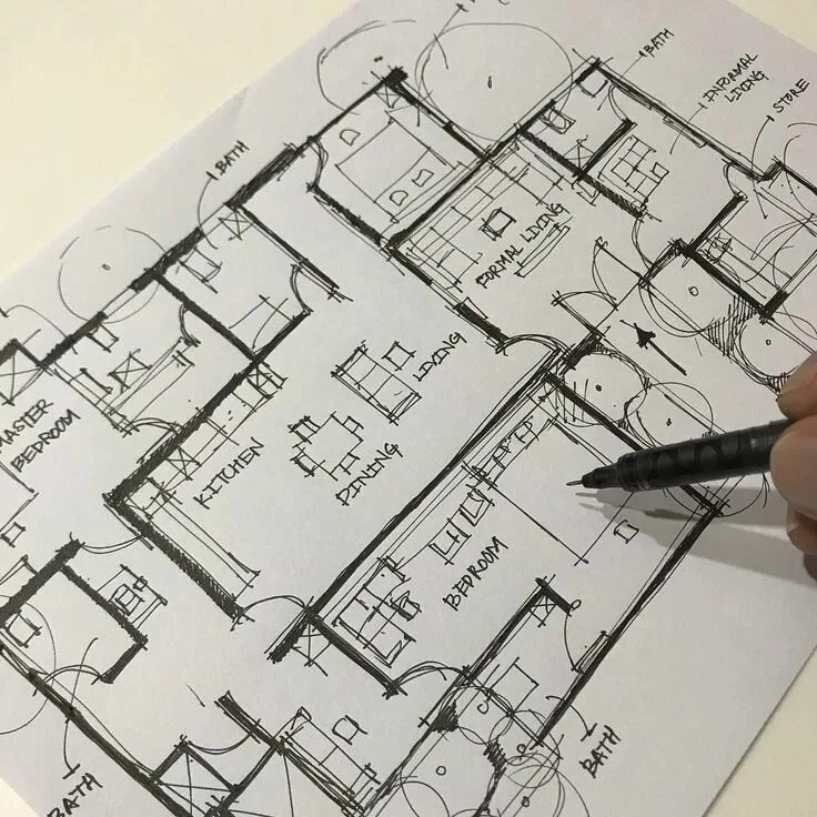 Работа с чертежами на дому Pin su desenhplant Architettura, Grafici, Schizzo interno