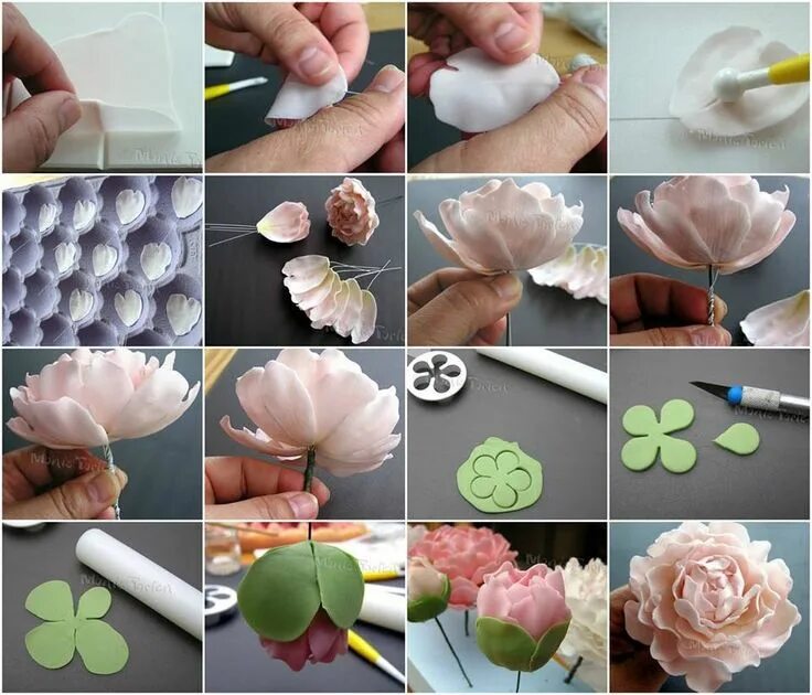 Работа своими руками пошагово с фото Marcipánové torty 2 - fotopostupy, recepty - str. 30 Fondant flower tutorial, Su