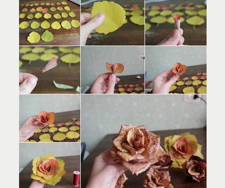 Работа своими руками пошагово с фото Wedding Flowers Diy leaves, Crafts, Fall crafts