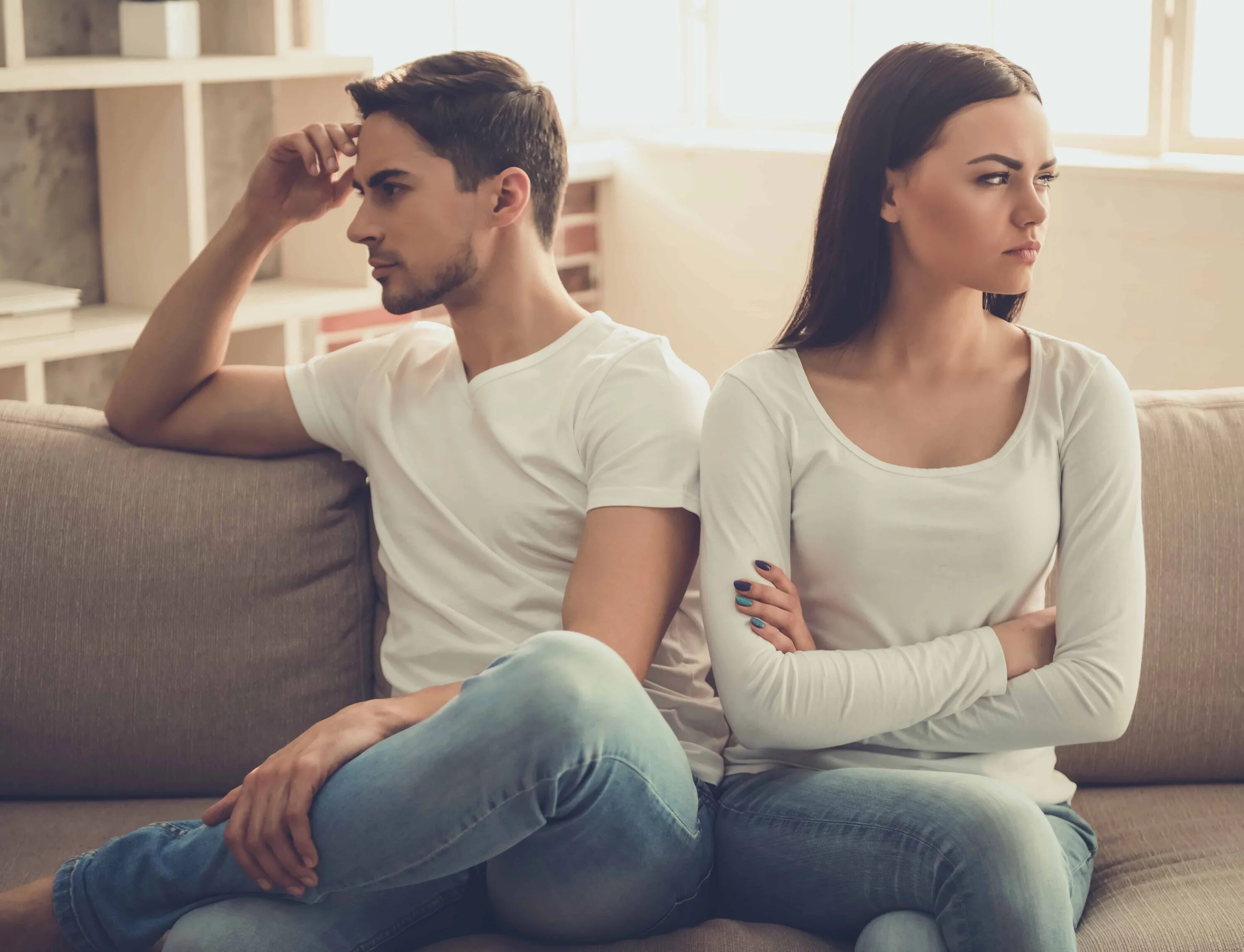 Relaxed Young Couple Working on Laptop Computer at Home Stock Image - Image of c