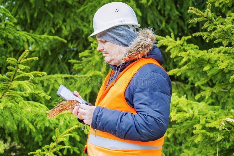 Работники леса картинки Worker with Tablet PC Near the Red Metal Door Stock Image - Image of hand, table