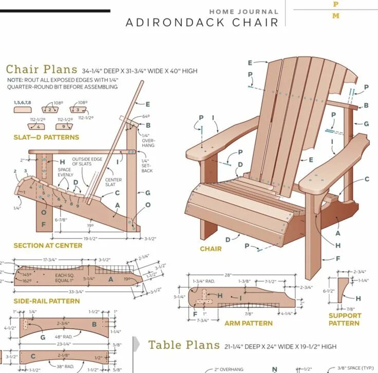 Работы из дерева фото чертежи Building a Pair of Adirondack Chairs Adirondack chair plans, Adirondack chair, E