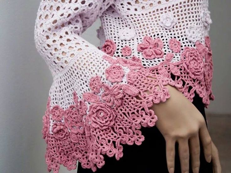 Работы крючком фото Flowers and Mesh Crochet Cardigan Pattern ⋆ Crochet Kingdom Crochet cardigan pat