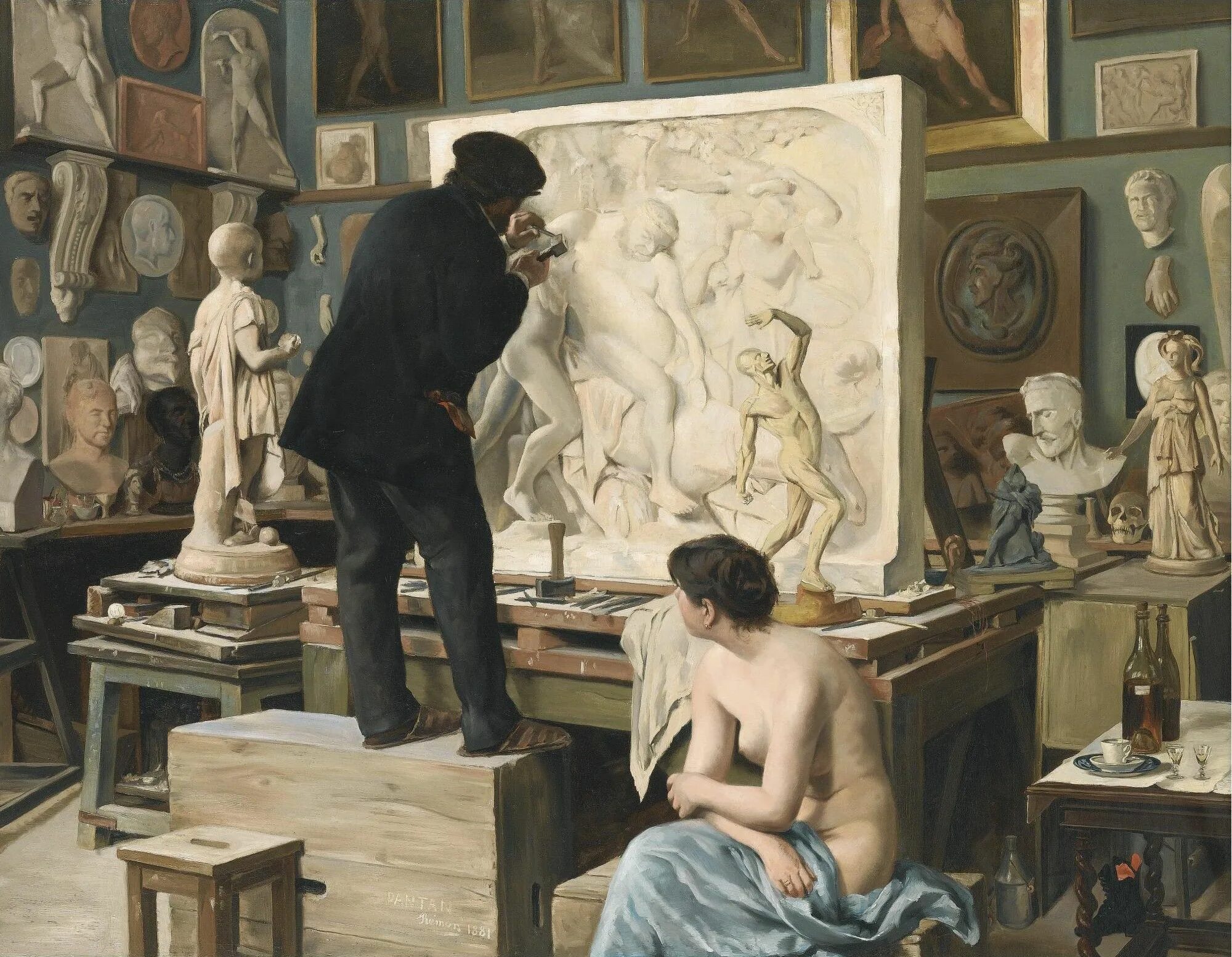 Работы мастерской мыльникова фото учеников Édouard Joseph Dantan - My Father's Studio, 1881. Large HD Painting, Artist, Vin