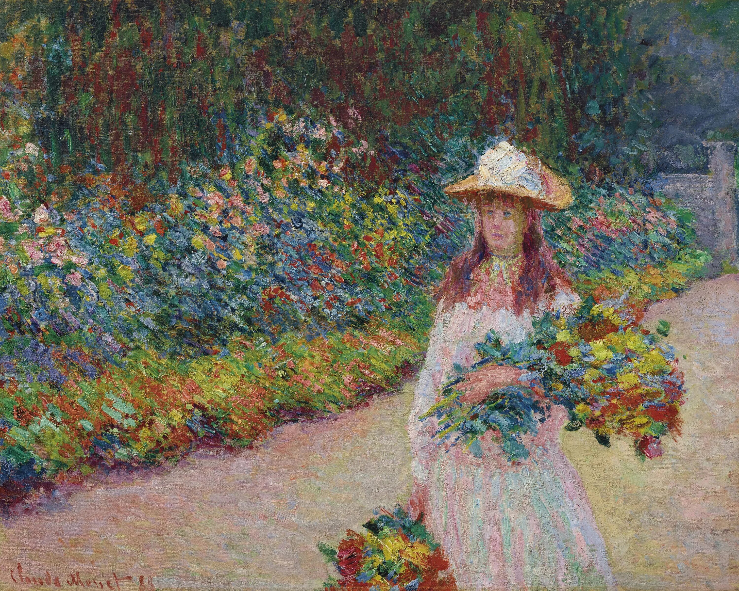 Работы моне фото с названиями Claude Monet (1840-1926), Jeune fille dans le jardin de Giverny Christie's