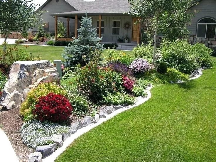 Работы на участке фото Image result for front house foundation plants Backyard landscaping designs, Fro