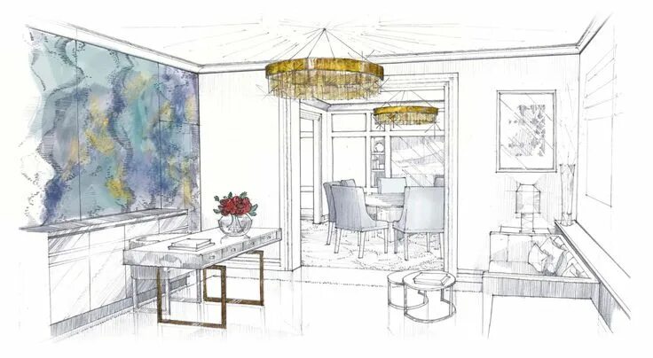 Работы начинающих дизайнеров интерьера Pin on Project residential Interior design sketches, London interior, Design stu