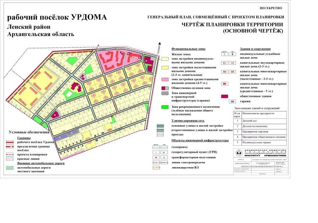 Работы по планировке территории Генплан, совмещенный с проектом планировки поселка Урдома