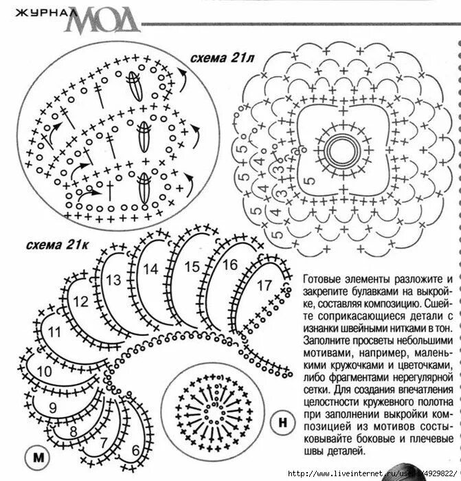 Работы со схемами крючком 96 (671x700, 312Kb) Свободное вязание крючком, Вязание, Ирландские схемы вязания