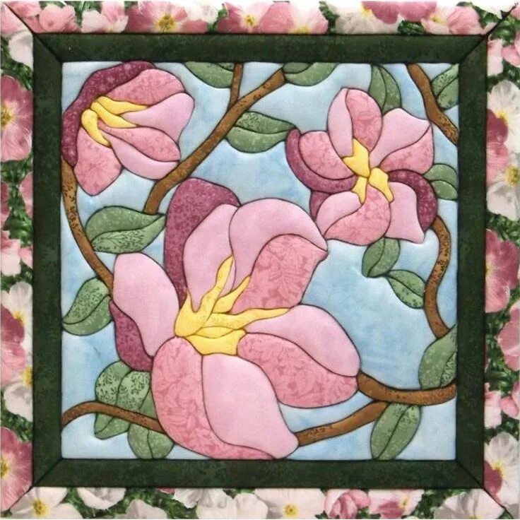 Работы в технике кинусайга фото Quilt Magic Spring Bloom No-Sew Quilt Kit Flower quilts, Applique quilts, Quilts