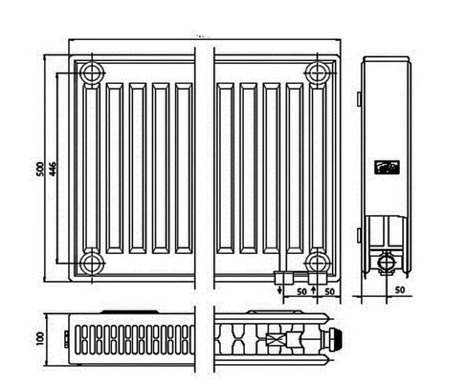 Радиатор 22 500 нижнее подключение Kermi FTV 22 500x1200 панельный радиатор с нижним подключением - купить с достав